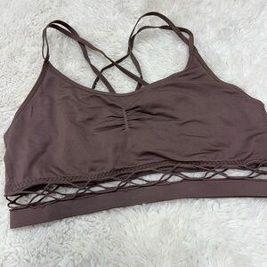 Victoria's Secret Strappy Back Caramel Kiss Brown Sports Bra Size Medium #372
